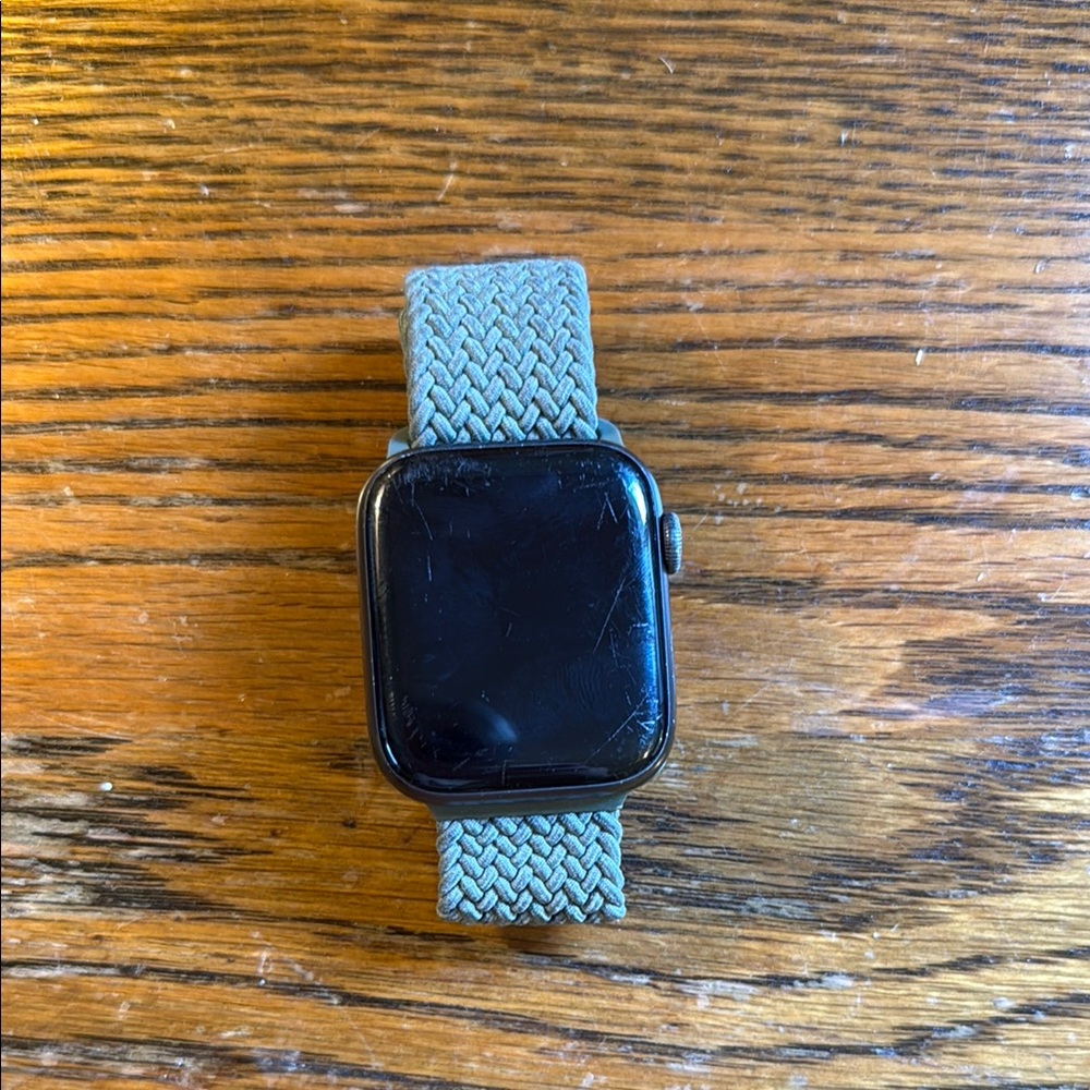 Series 6 Apple Watch with green stretch band